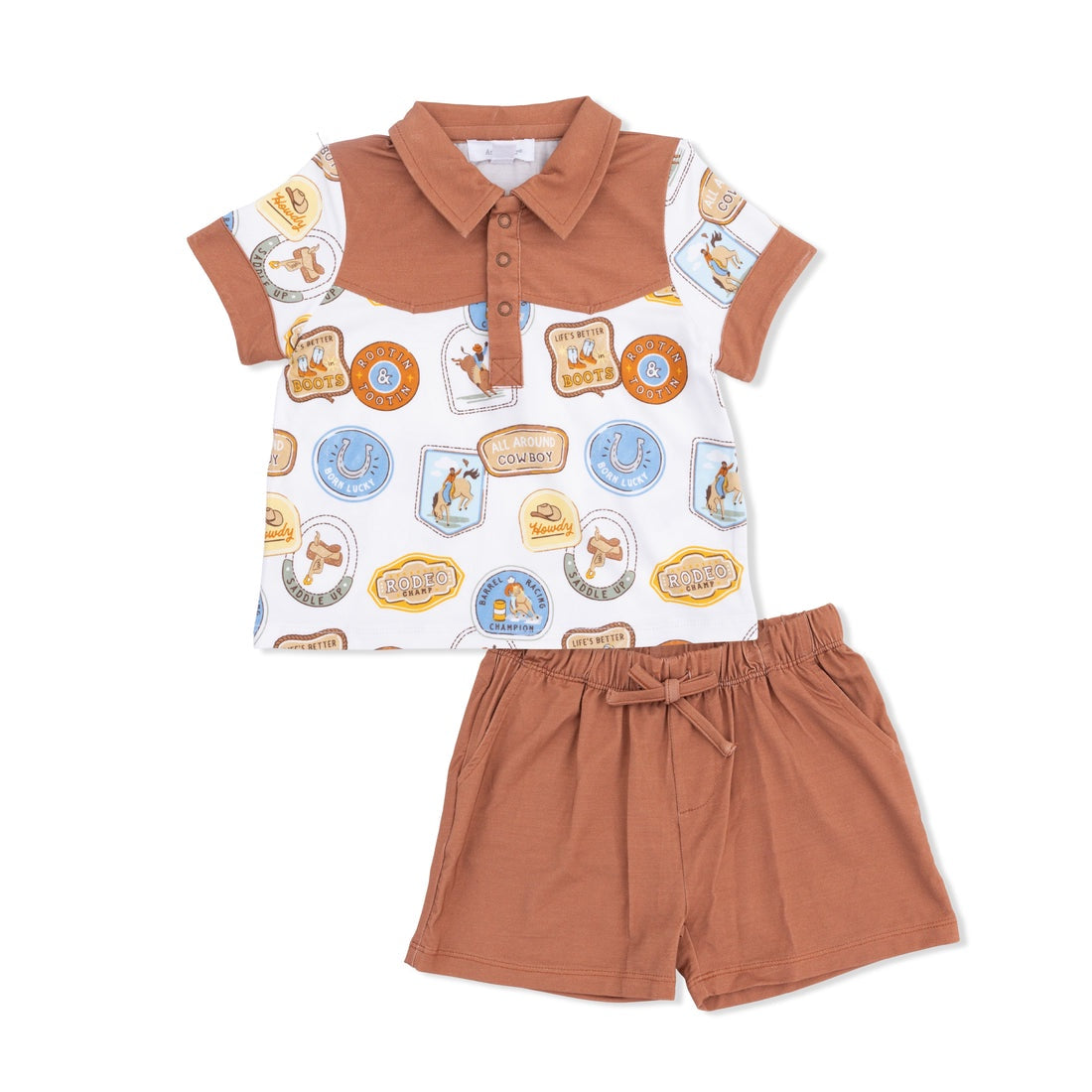 Rodeo Patches Uni Cowboy Polo with Casual Short Toddler Set
