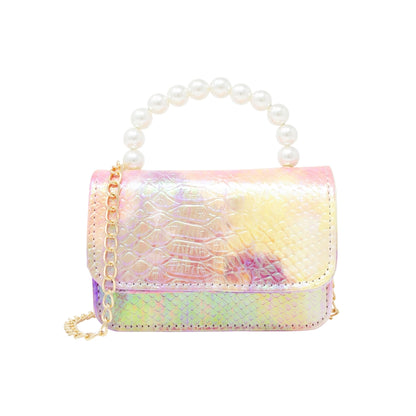 Tie Dye Crocodile Pearl Handle Bag / Purple