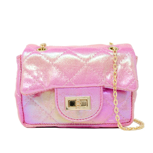 Classic Quilted Shiny Mini Bag-Pink