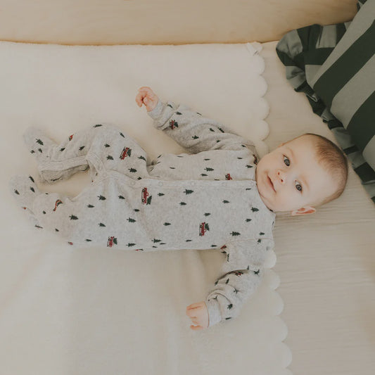 Heather Grey Little Red Truck Footie