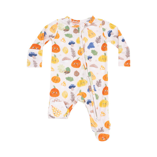 Autumn Pumpkins 2 Way Zip Footie