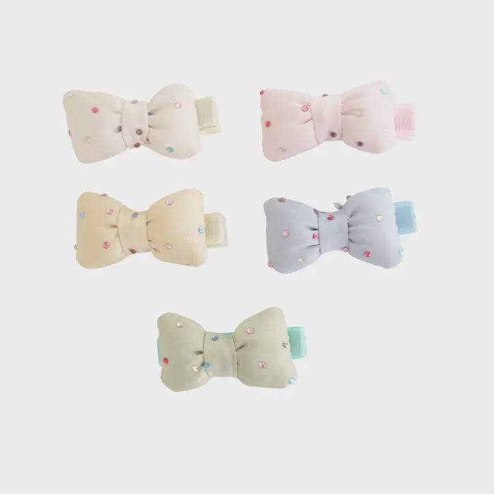 Puffy Satin Rhinestone Clip- Assrt