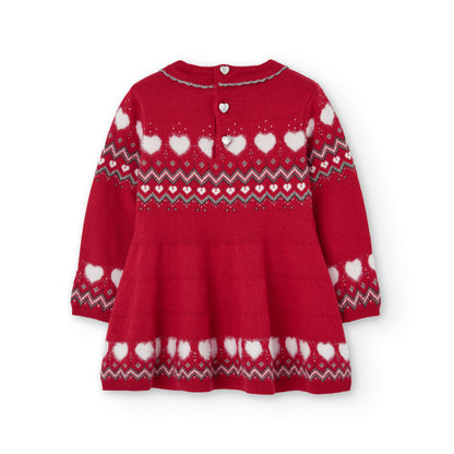 Fuzzy Heart LS Knit Dress