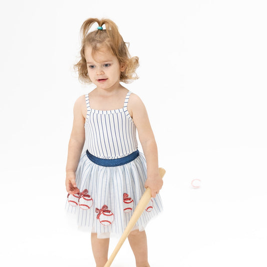 Baseball Stripe - Toddler Tutu Skirt with Bike Shorts