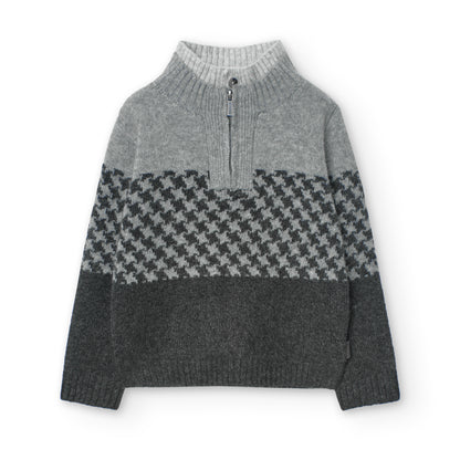 Houndstooth Knit Quarter Zip