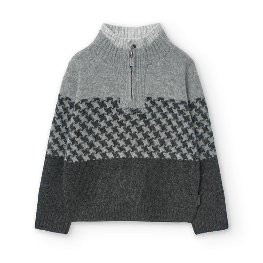 Houndstooth Knit Quarter Zip