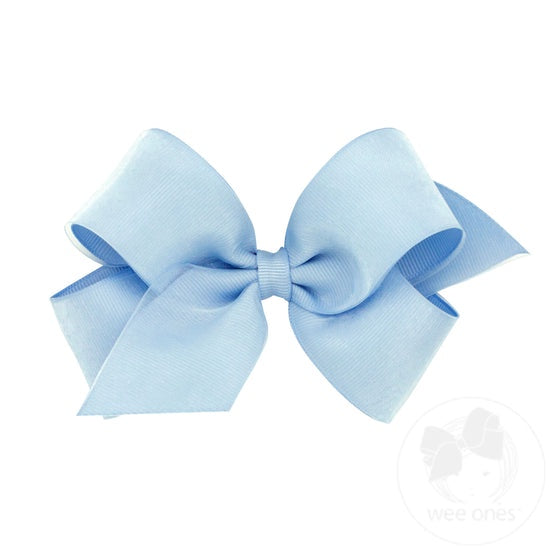 Bright Spring Medium Organza and Grosgrain Overlay Hair Bow