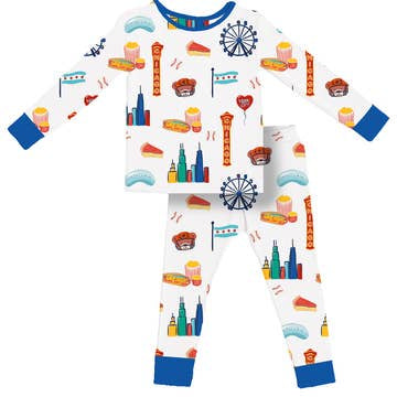 Chicago Kids Pajamas with Blue Hem