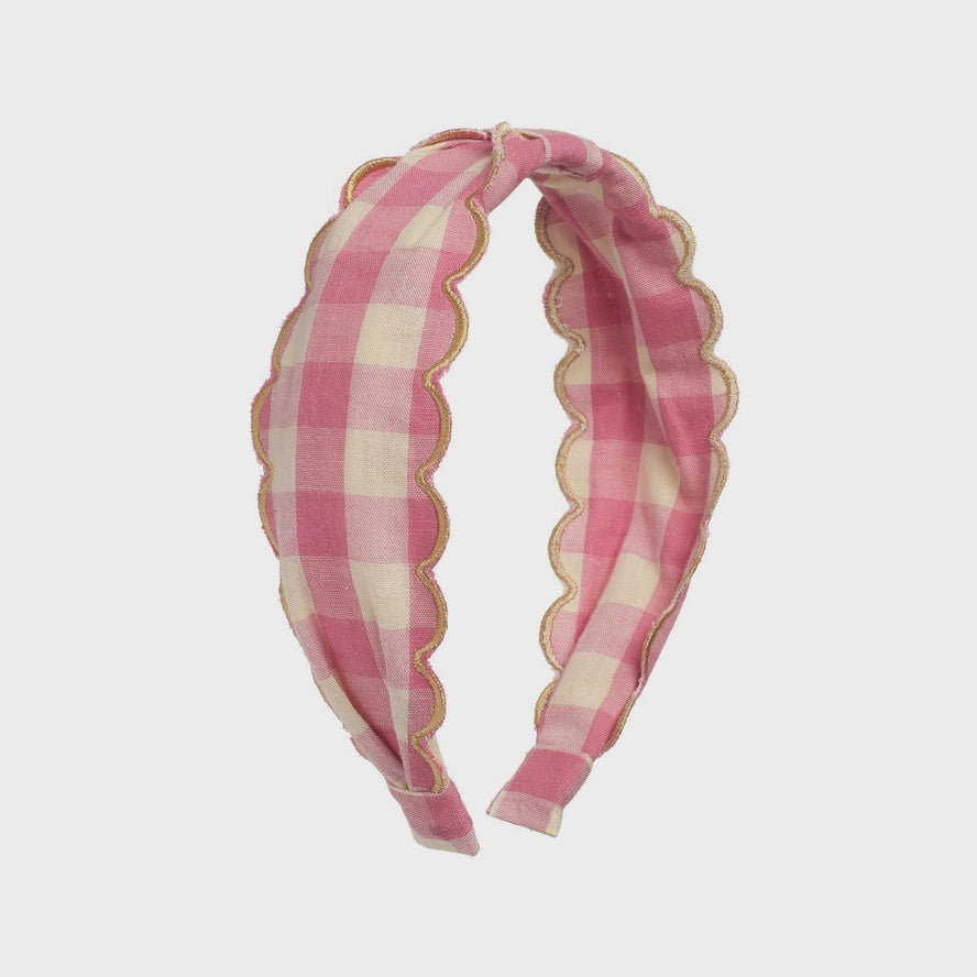 Scalloped Gingham Headband