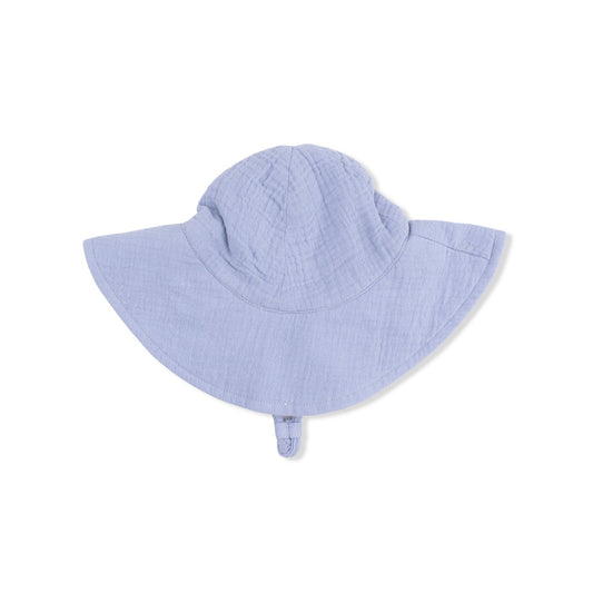 Solid Muslin Blue Blizzard - Wide Brim Sun Hat