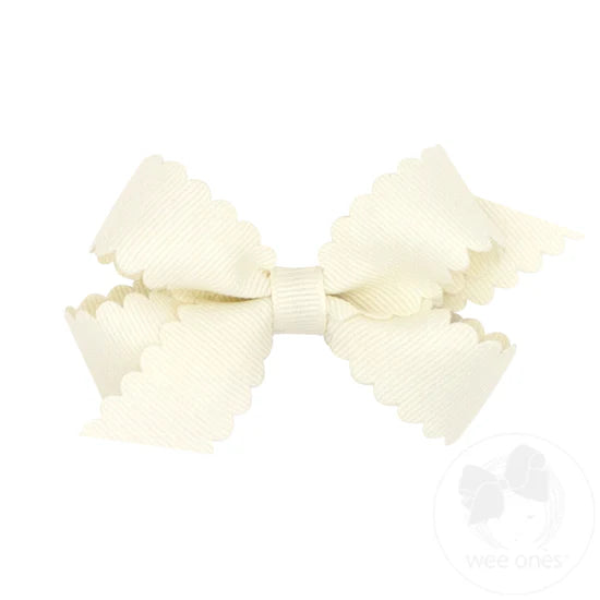 Grosgrain Hair Bow with Scalloped Edge