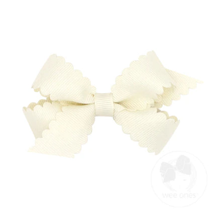 Grosgrain Hair Bow with Scalloped Edge