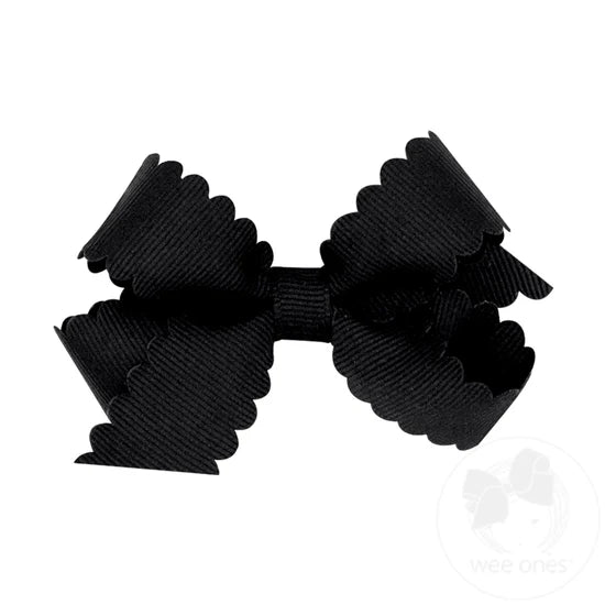 Grosgrain Hair Bow with Scalloped Edge