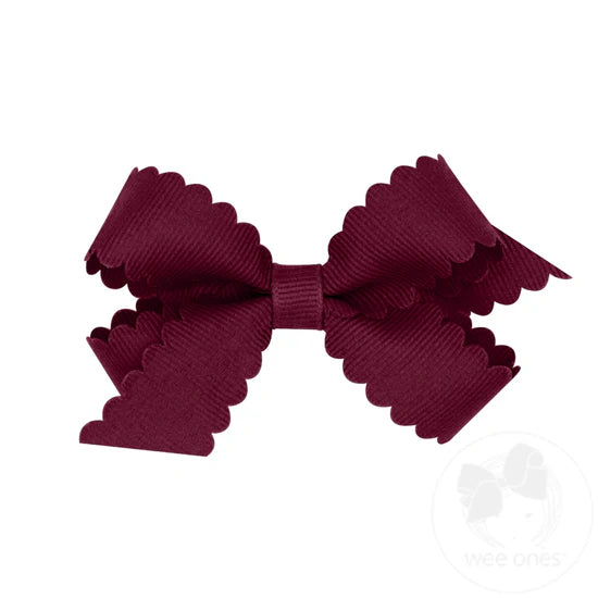 Grosgrain Hair Bow with Scalloped Edge