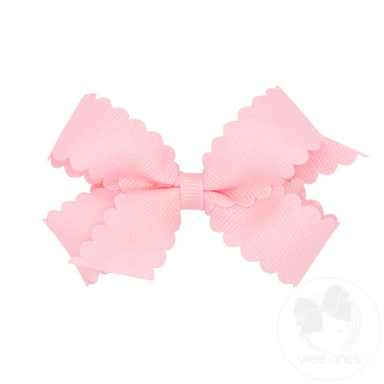 Grosgrain Hair Bow with Scalloped Edge