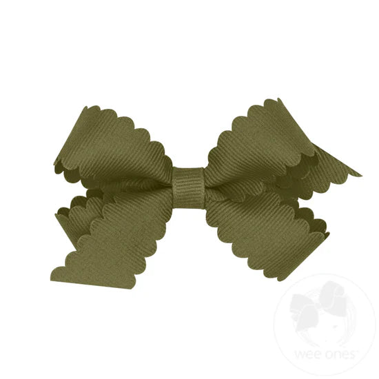 Grosgrain Hair Bow with Scalloped Edge