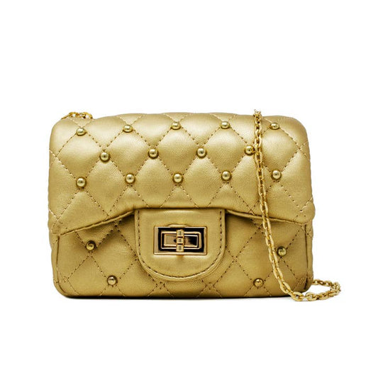 Classic Quilted Stud Mini Bag | Gold