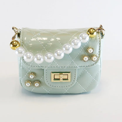 Embellished Patent Quilted Purse