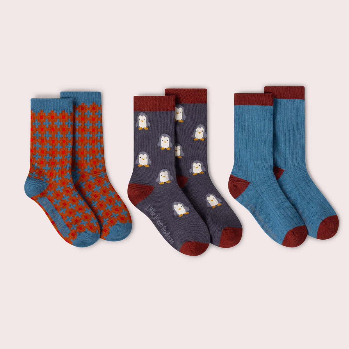 Blue Penguins Ankle Socks 3 Pack