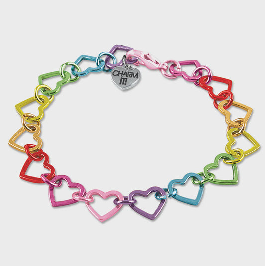 Rainbow Heart Link Bracelet