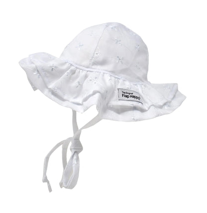 Flap Happy Double Ruffle Sunhat - White Eyelet