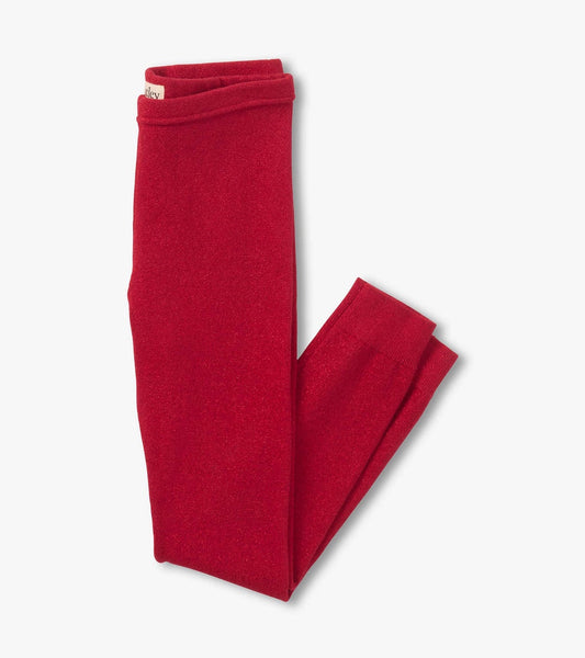 Red Shimmer Knit Kid Leggings