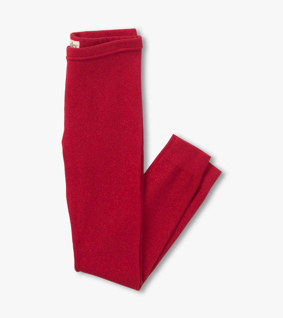 Red Shimmer Knit Toddler Leggings