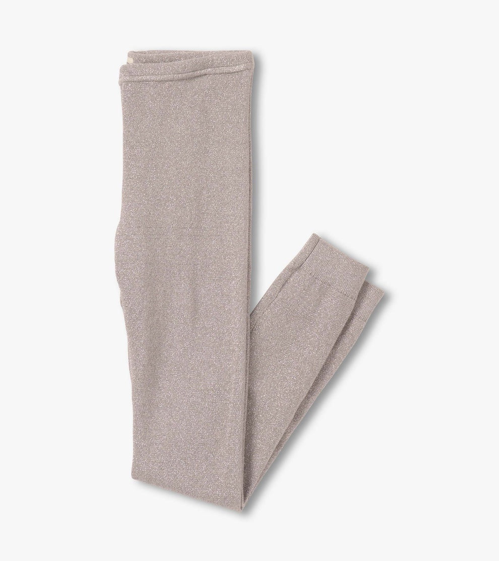 Silver Shimmer Cable Knit Kid Leggings