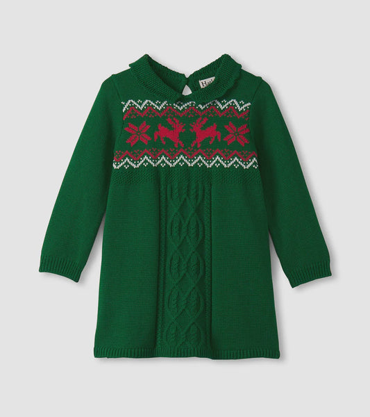Eden Green Cable Knit Sweater Dress