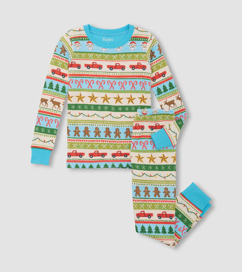 Blue Fun Fair Isle LS Kid Pajamas