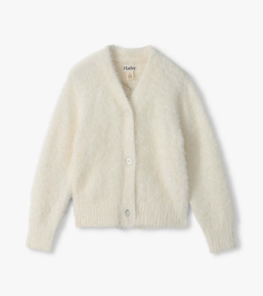 Gold Heart Fuzzy Toddler Cardigan