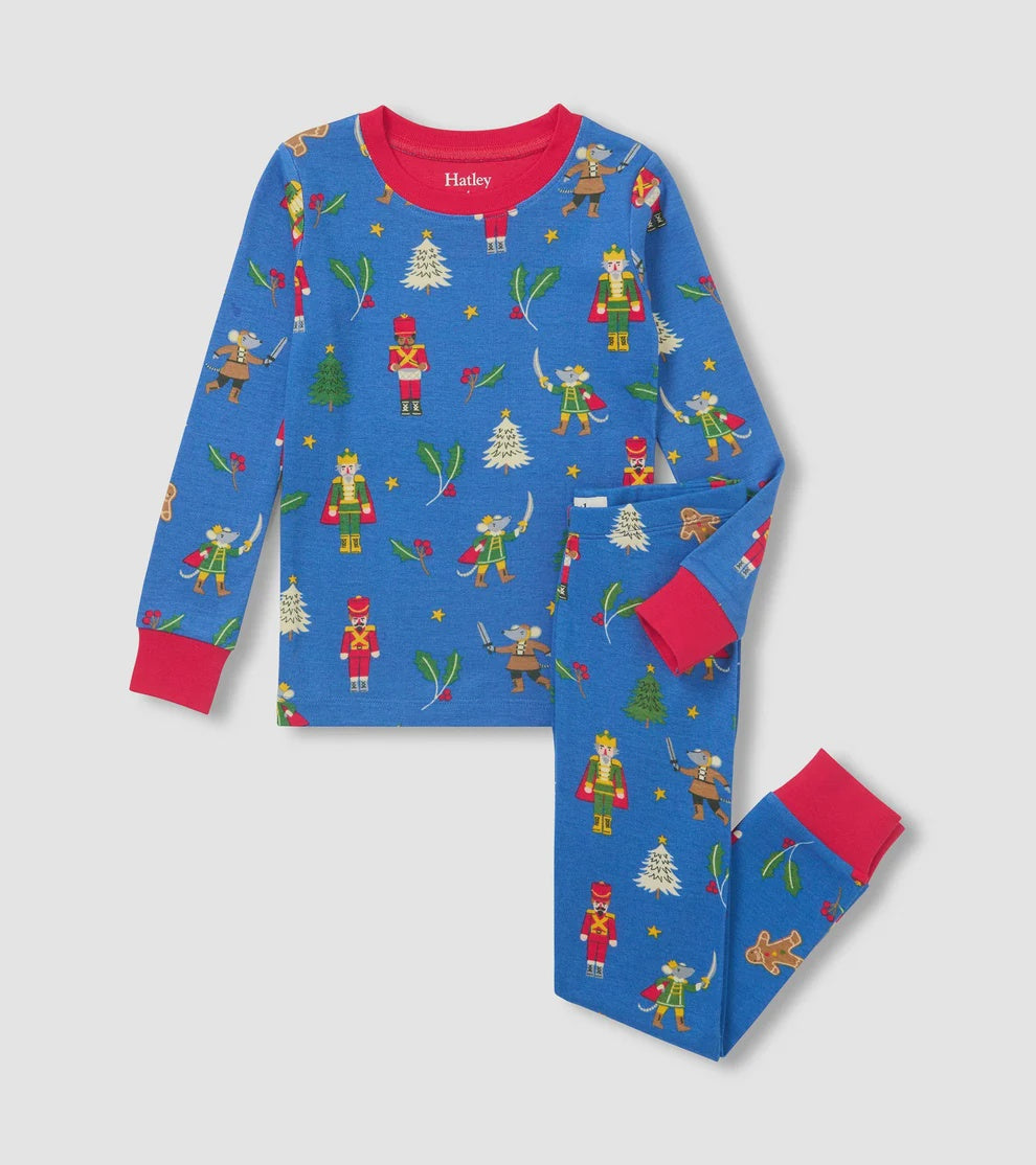 Blue Nutcracker Cotton Rib Pajama Set