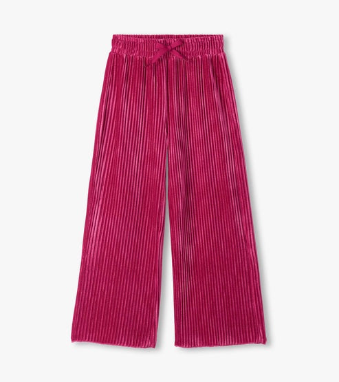 Pink Pleated Velour Relaxed Toddler Pants