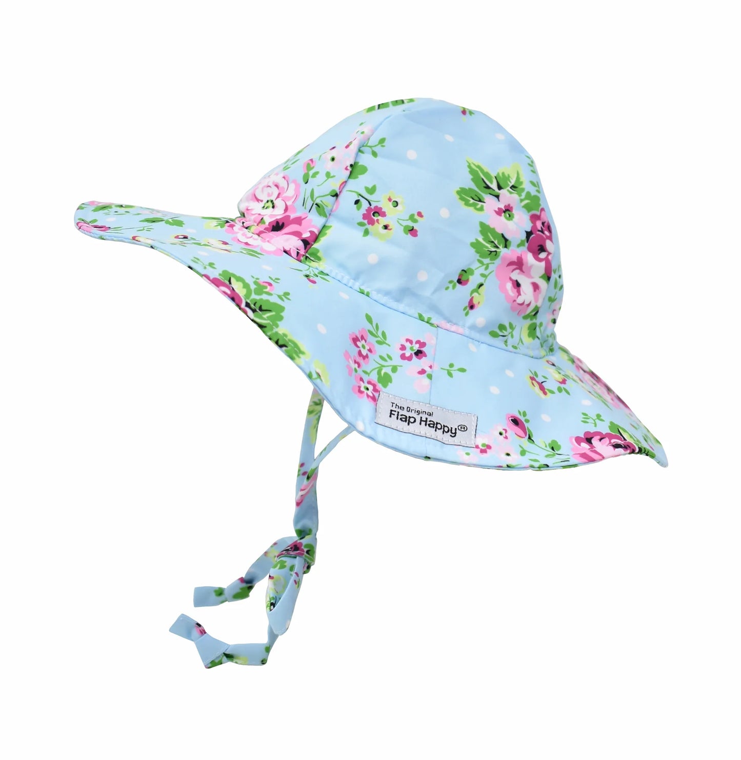 Floppy Sunhat w/ Strap-Blue Floral : M 6-12m