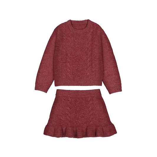 Cherry Sweater LS Top + Skirt Set