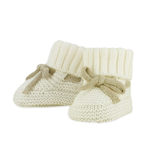 Knit Booties w/ Tan Knit Bow