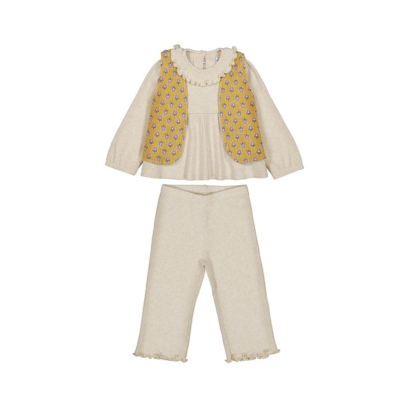 LS Lettuce Collar Top w/ Vest + Legging