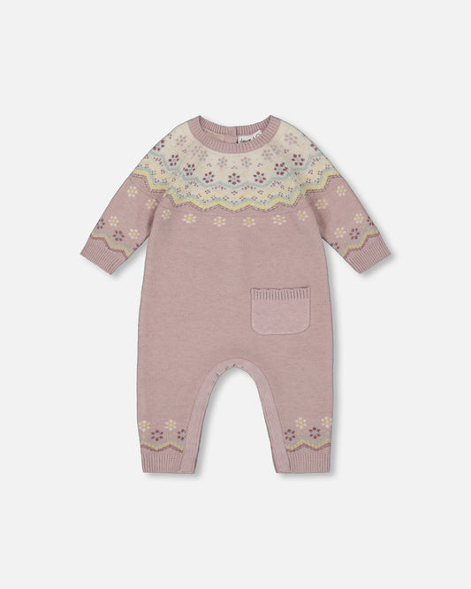 Floral Jacquard Knitted Romper
