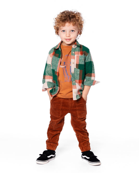 Large Panel Plaid LS Toddler Top
