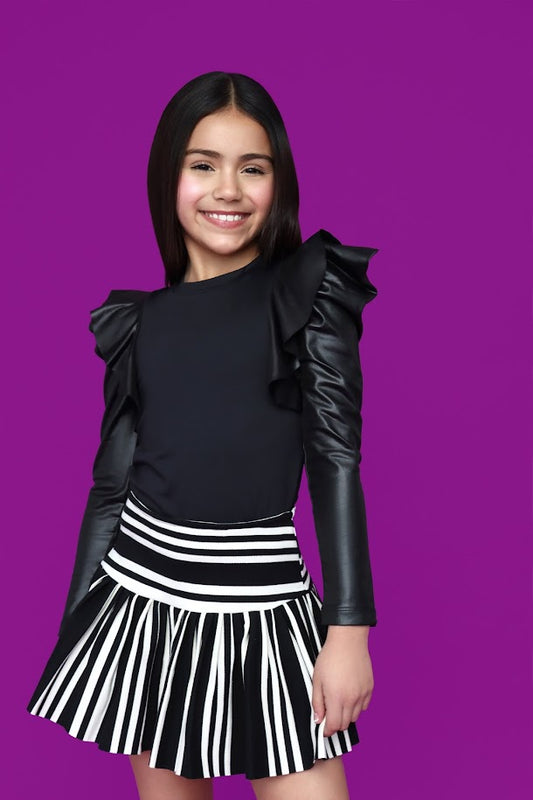 Pleated Striped Skort