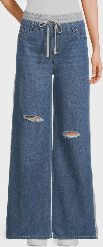 Medium Indigo Wide Leg Denim Pull On