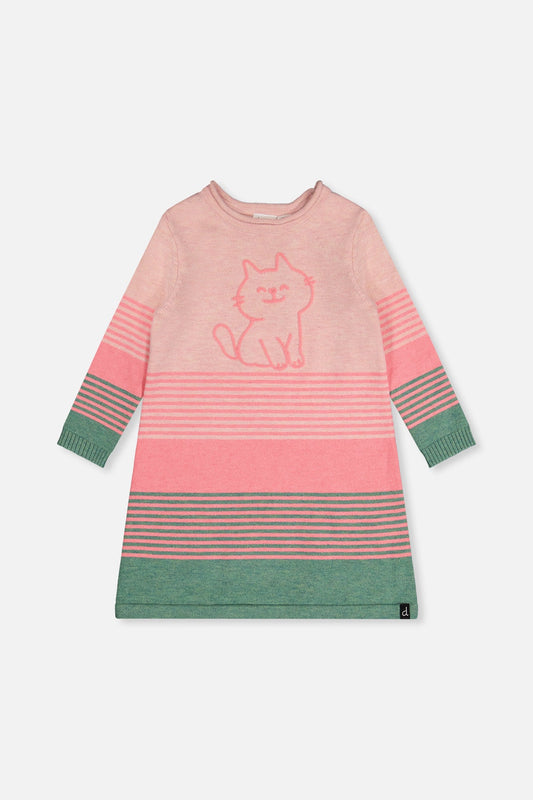 Kitty Knitted Stripe Toddler Dress