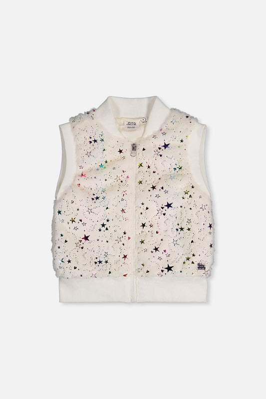 Starry Faux Fur Sleeveless Toddler Vest