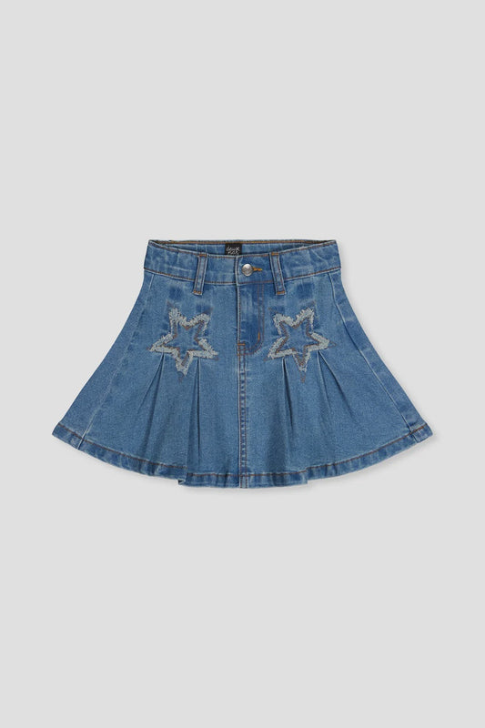 Denim Pleated Skirt