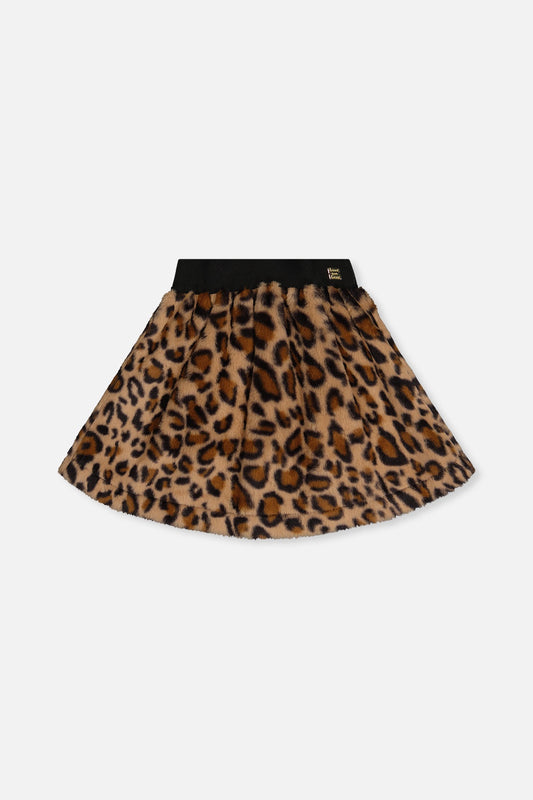 Leopard Print Faux Fur Skirt