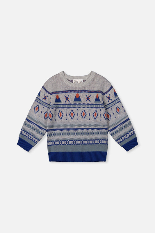 Geometric Jacquard Knit Toddler Sweater