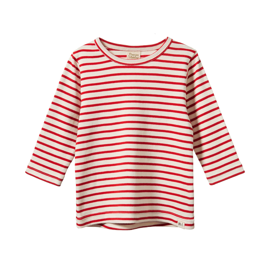 Red Sailor Stripe LS Baby River Tee