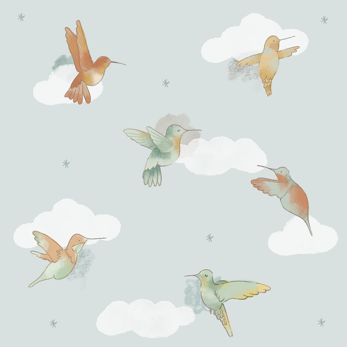 Sky Hummingbirds Two Way Zipper Footie