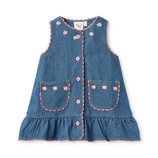 Rose Details Toddler Denim Dress