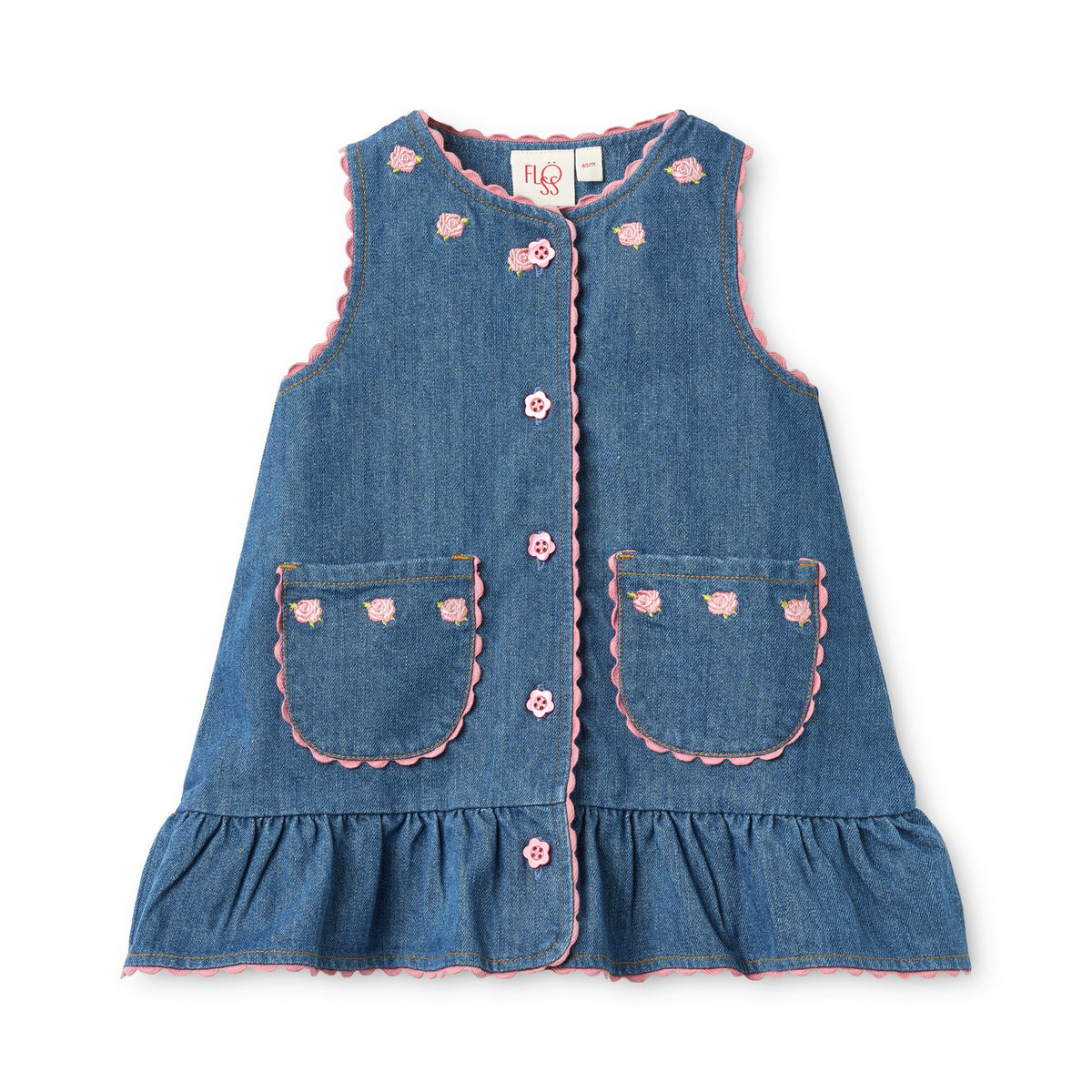Rose Details Baby Denim Dress